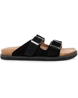 SERGIO MORETTI FIRENZE Buckle-Fastening Suede Sandals - Black