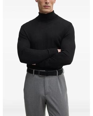 Karl Lagerfeld Logo-Plaque Turtleneck Sweater - Black