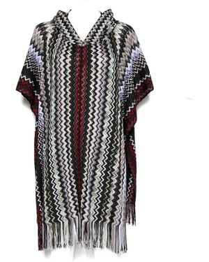 Missoni Zigzag-Knit Hooded Poncho - Black
