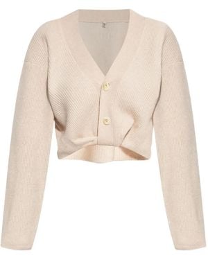 R13 Ribbed Button Cardigan - Natural