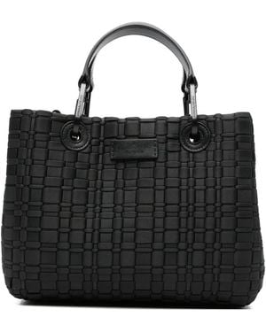 Emporio Armani Woven Top Handle Tote Bag - Black