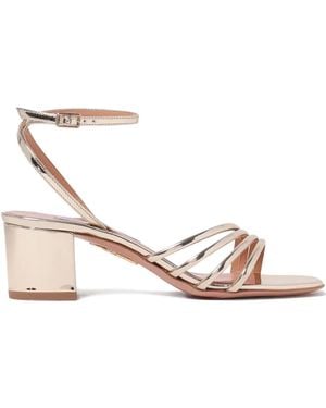 Aquazzura 50Mm Latour Block-Heel Sandals - Natural