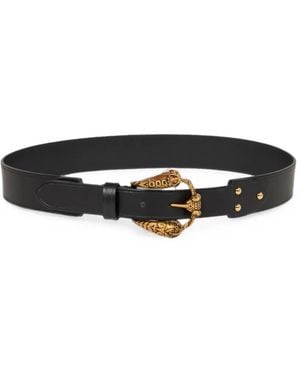 Etro Leather Belt With Animal Buckle - White