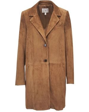 Twp Wildledermantel Mit Eingefassten Taschen - Braun