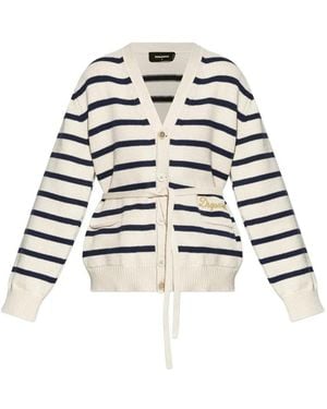 DSquared² Cárdigan Bordado A Rayas - Blanco