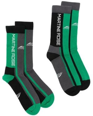 Martine Rose Logo Paneled Socks (Set Of Two) - Green