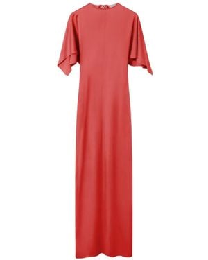 Stella McCartney Handkerchief Sleeve Satin Dress - Red