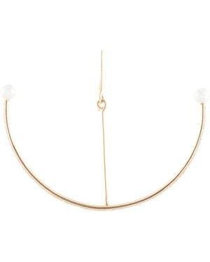 DALILA BARKACHE 18Kt Pave Diamond 2 Pearl Earring - White