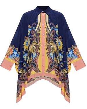 Etro Paisley-Print Asymmetric Shirt - Blue