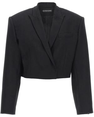 David Koma Blazer À Coupe Crop - Bleu