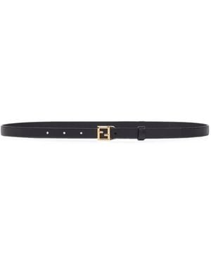 Fendi Ff Logo Leather Belt - White