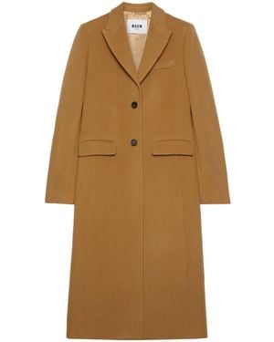 MSGM Notched-Lapel Button-Fastening Coat - Natural