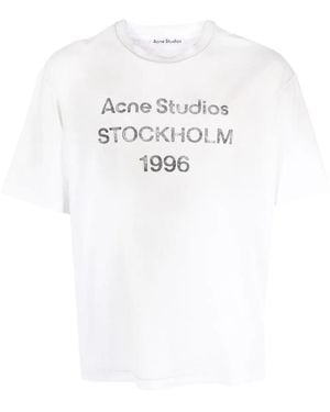 Acne Studios Logo-Print Relaxed-Fit T-Shirt - White