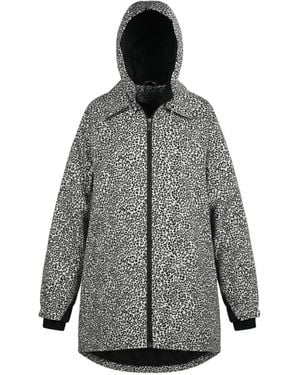 Valentino Garavani Kapuzenmantel Mit Leoparden-Print - Grau