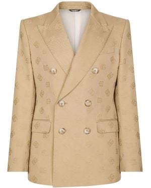 Dolce & Gabbana Jacquard Logo Motif Blazer - Natural