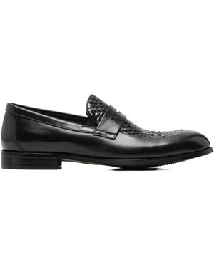 Alberto Gozzi Woven-Panel Penny Loafers - Black