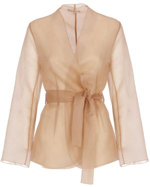 Antonelli Elia Belted Sheer-Finish Jacket - Natural