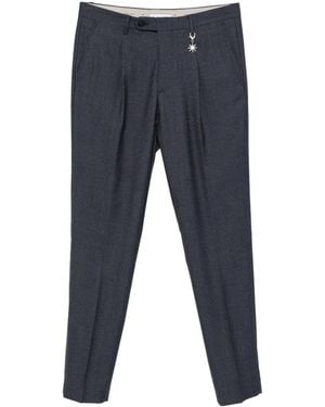 Manuel Ritz Houndstooth-Pattern Pleated Trousers - Blue