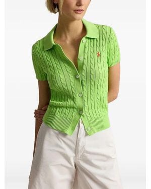 Polo Ralph Lauren Cable-Knit Button-Up Cardigan - Green