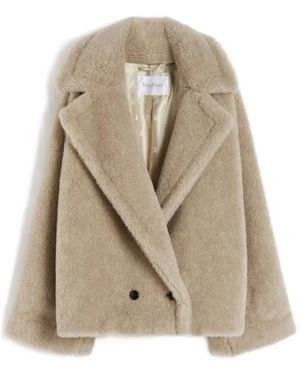 Max Mara Double-Breasted Teddy Coat - Natural