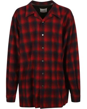 Maison Margiela Plaid Label-Detail Shirt - Red
