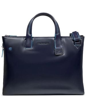 Piquadro Expandable Laptop Bag - Blue