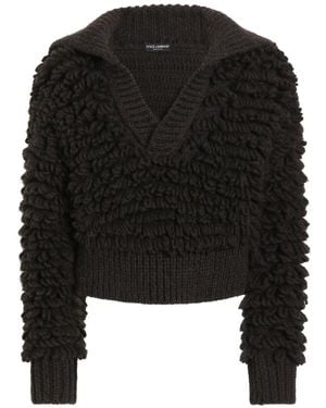 Dolce & Gabbana Pullover Mit Pelzoptik - Schwarz