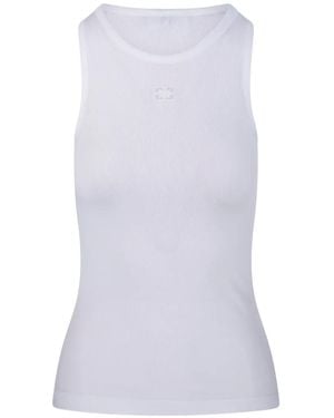 Ganni Geribbelde Top - Wit