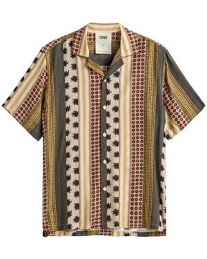 Oas Rocco Patchwork Striped Shirt - Natural