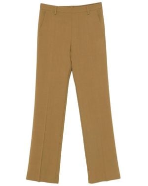 forte_forte Wool Viscose Twill Regular Waist Trousers - Natural