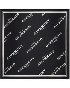 Givenchy Small Shadow Logo-Print Silk Scarf - Black