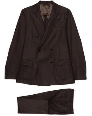 Lardini Pinstripe Double-Breasted Suit - Black