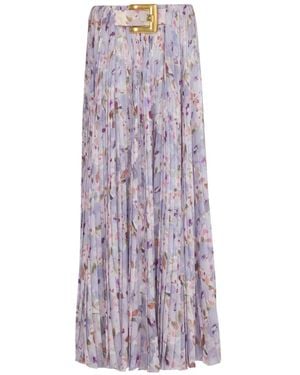 Balmain Gonna Plissettata A Fiori - Viola