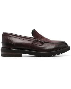 Moma Nairobi Penny-Slot Leather Loafers - Brown
