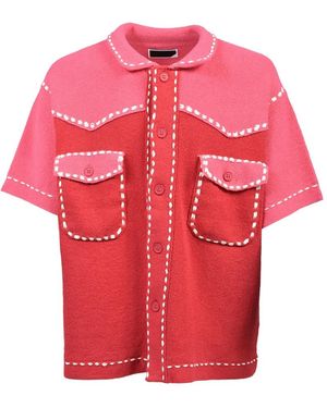 Phingerin Whipstitch-Trim Knitted Shirt - Pink