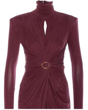 Elisabetta Franchi High-Neck Gathered Maxi Dress - Purple