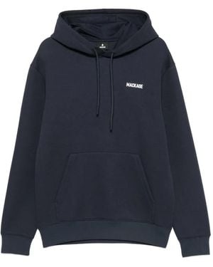 Mackage Kolton-Z Logo-Print Drawstring Cotton Hoodie - Blue