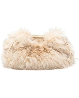 Maje Borsa Tote Milpli Con Effetto Shearling - Neutro