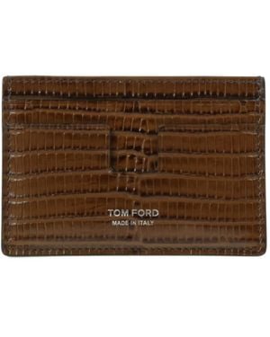 Tom Ford Lizard-Effect Leather Cardholder - Brown
