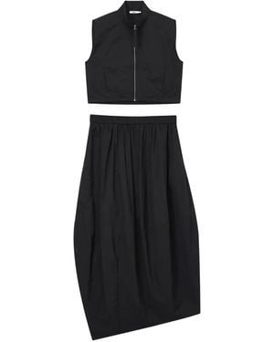 B+ AB Asymmetric Zip-Front Co-Ord Set - Black