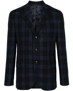 Eleventy Chequered Blazer - Blue
