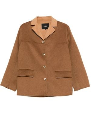 Maje Mantel Mit Kontrastkragen - Braun