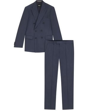 BOSS Double-Breasted Wool Suit - Blue