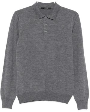 Tagliatore Palmer Long-Sleeve Knitted Polo Shirt - Grey