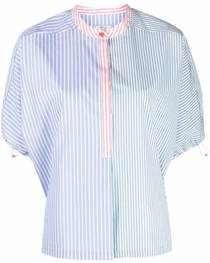 Woolrich Contrast-Panel Striped Blouse - Blue