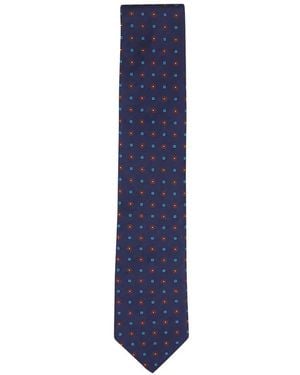 Canali Geometric-Patterned Silk Tie - Blue