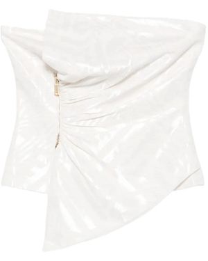 Leen Mougrhabi Noor Asymmetric Jacquard Top - White