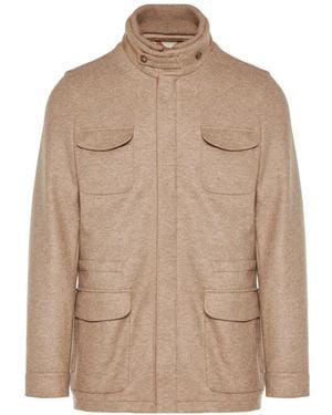Enrico Mandelli Jacke Mit Stehkragen - Natur