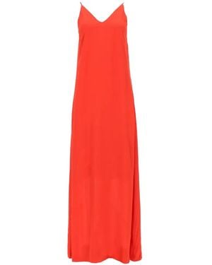 Nude V-Neck Spaghetti-Strap Maxi Dress - Red