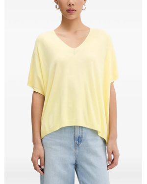 ViCOLO Fine-Knit V-Neck T-Shirt - Yellow